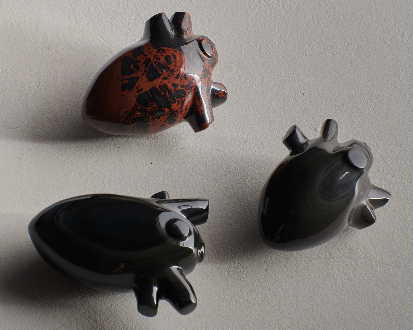 OBSIDIAN CARVED HEART(S), LARGE & SMALL